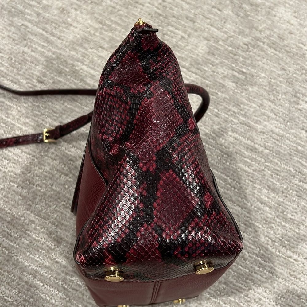 MICHAEL Michael Kors Riley Python-Embossed Satchel Bag in Merlot - Picture 3 of 16